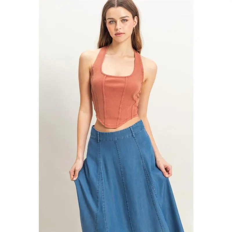 HYFVE Mineral Wash Halter Neck Everyday Top