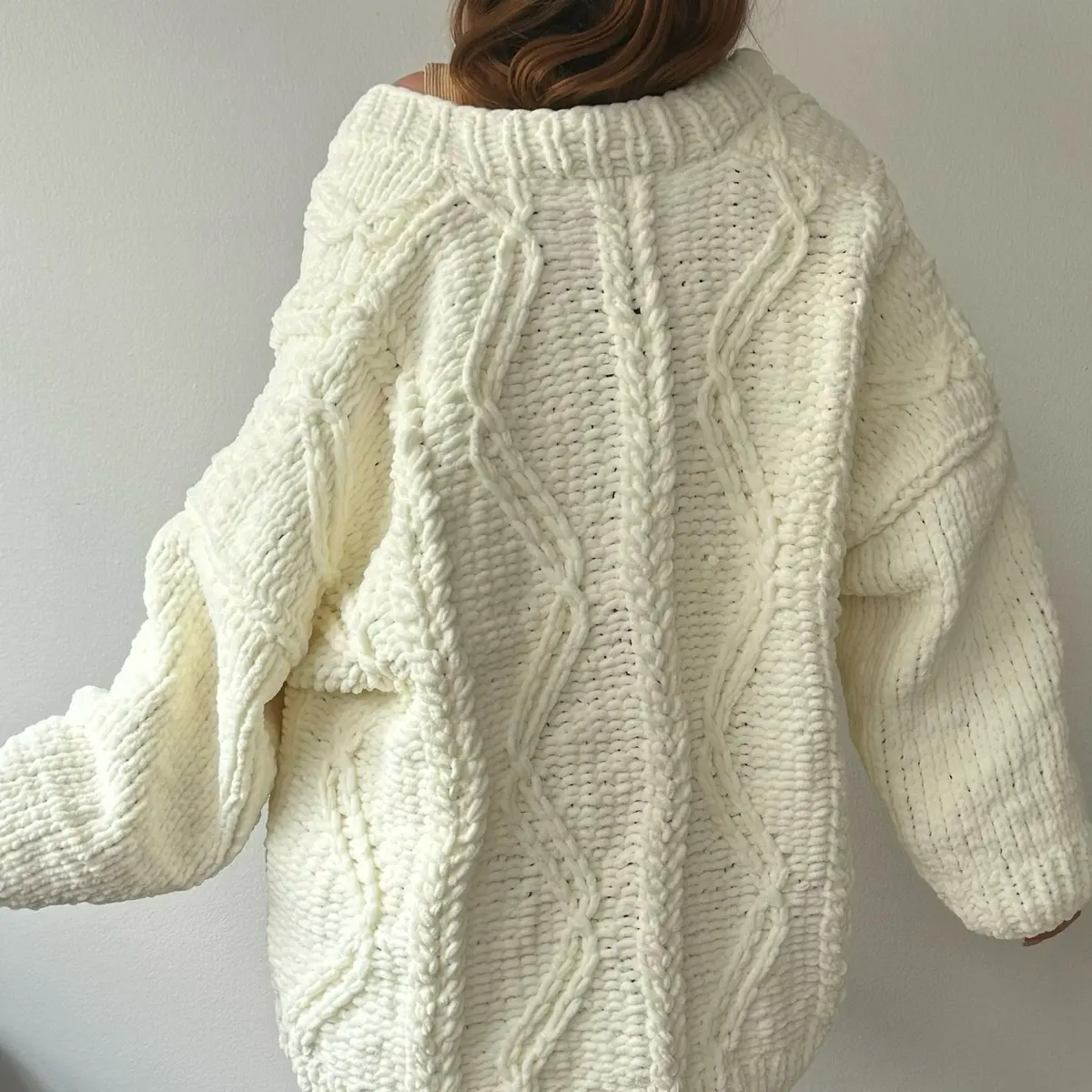 Women's Knitted Puffy Cardigan Sweater - Knitwear, Womenswear