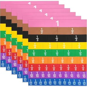 Plastic Rainbow Fraction Tiles, Rainbow Montessori Math Materials, Fraction Set for Math Classroom Fractions Manipulatives Math Manipulatives for  School Supplies