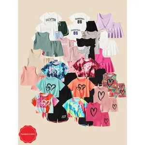 Random Selection of 6 Pieces: Popular, Versatile Spring/Summer Casual Outfits for Girls Ages 3–14-Trendy, Cute Holiday Gifts (Colors Shipped Randomly; Please Do Not Purchase If You Have a Preference)