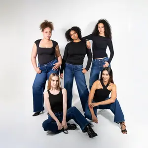 ONESO BBL Jeans Stretchy Wide Leg Baggy Denim Pants, Mid-Low Rise, Distressed, Comfortable Tummy Control, Curve-Hugging, Plus Size & Regular Size 8001