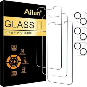 Ailun 3 Pack Screen Protector for iPhone 14 [6.1 inch] + 3 Pack Camera Lens Protector,Case Friendly Tempered Glass Film,[9H Hardness] - HD