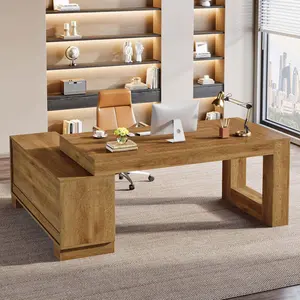 Tribesigns 63-Inch L Shaped Desk for Home Office with Storage Cabinets and Shelves, Modern Executive Computer Workstation