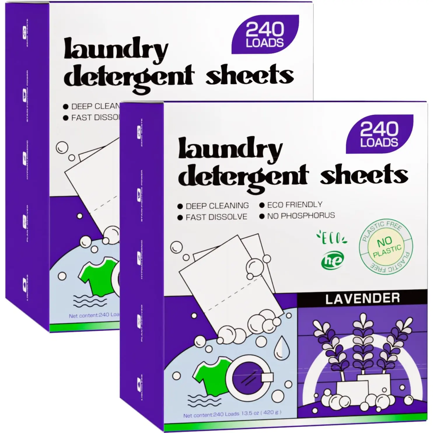Laundry Detergent Sheets, 480 Loads (2 Pack), , -Based, , No Plastic Jug, Lavender Scent
