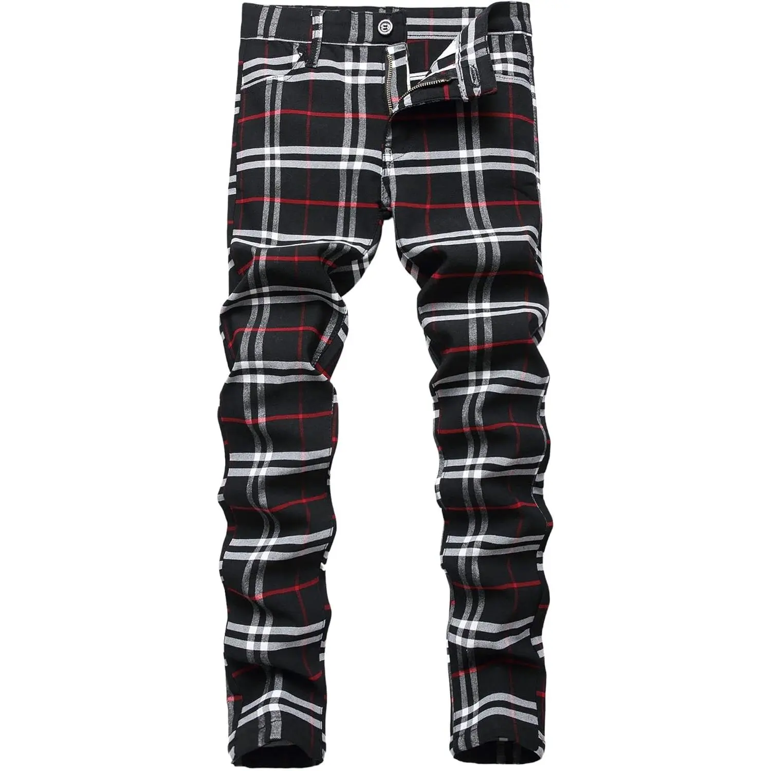 Men's Plaid Dress Chinos - 2026 Apparel, Stretch Slim-Relaxed Fit, Flat-Front, Breathable Fabrics, Classic Casual Skinny Pants, Menswear