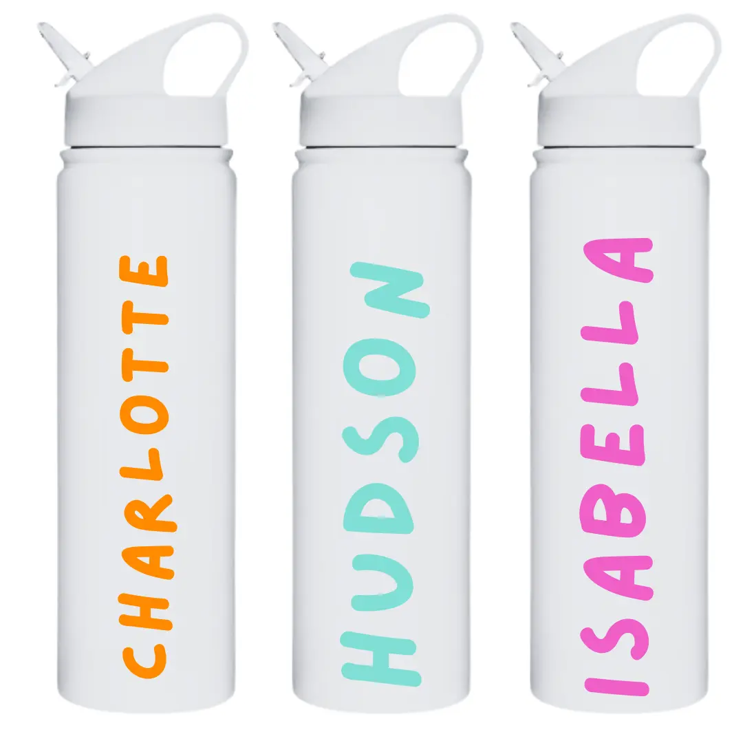 Personalized Island Love Water Bottles - 25oz Stainless Steel, Custom Names, Flip Top Straw, Hydrate in Style! Handy Mug