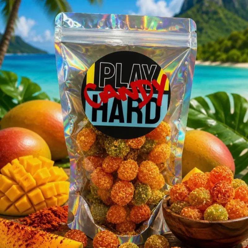Play Hard  “SPICY” Mango Gusherz - Tangy Fruit Candy Snack