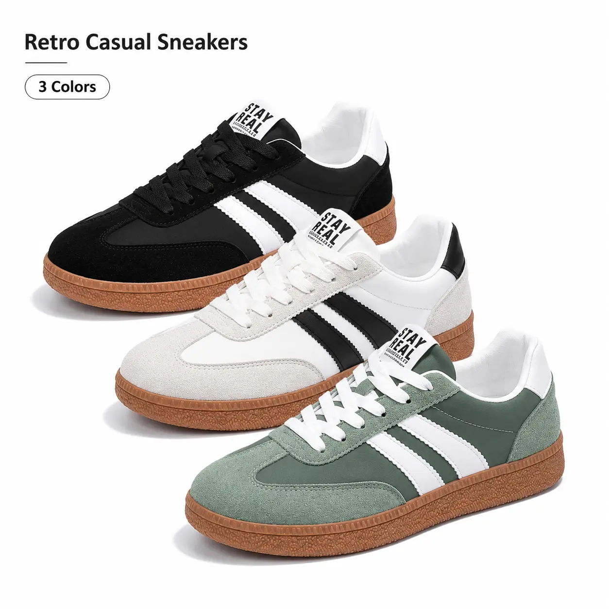 Women's Classic Retro Sneakers, Suede & Leather Sports Shoes, Lightweight Cushioned Walking Shoes for Daily Casual Wear, Athletic, Footwear, All Day Wear