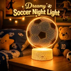 SoccerGlow 3D LED Night Light – RGB Color Changing Soccer Lamp with Remote, Touch Control, Timer & USB Power, Perfect Kids Bedroom Decor & Gift for Boys, Teens & Soccer Fans