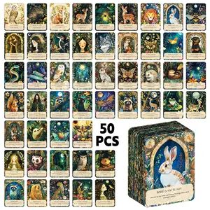 50pcs Magical Self-Love Positive Affirmations Cards - Beautifully Illustrated Motivational Oracle Cards for Confidence & Mindfulness - Self Care & Meditation Gift for Women - Affirmations Card Decks