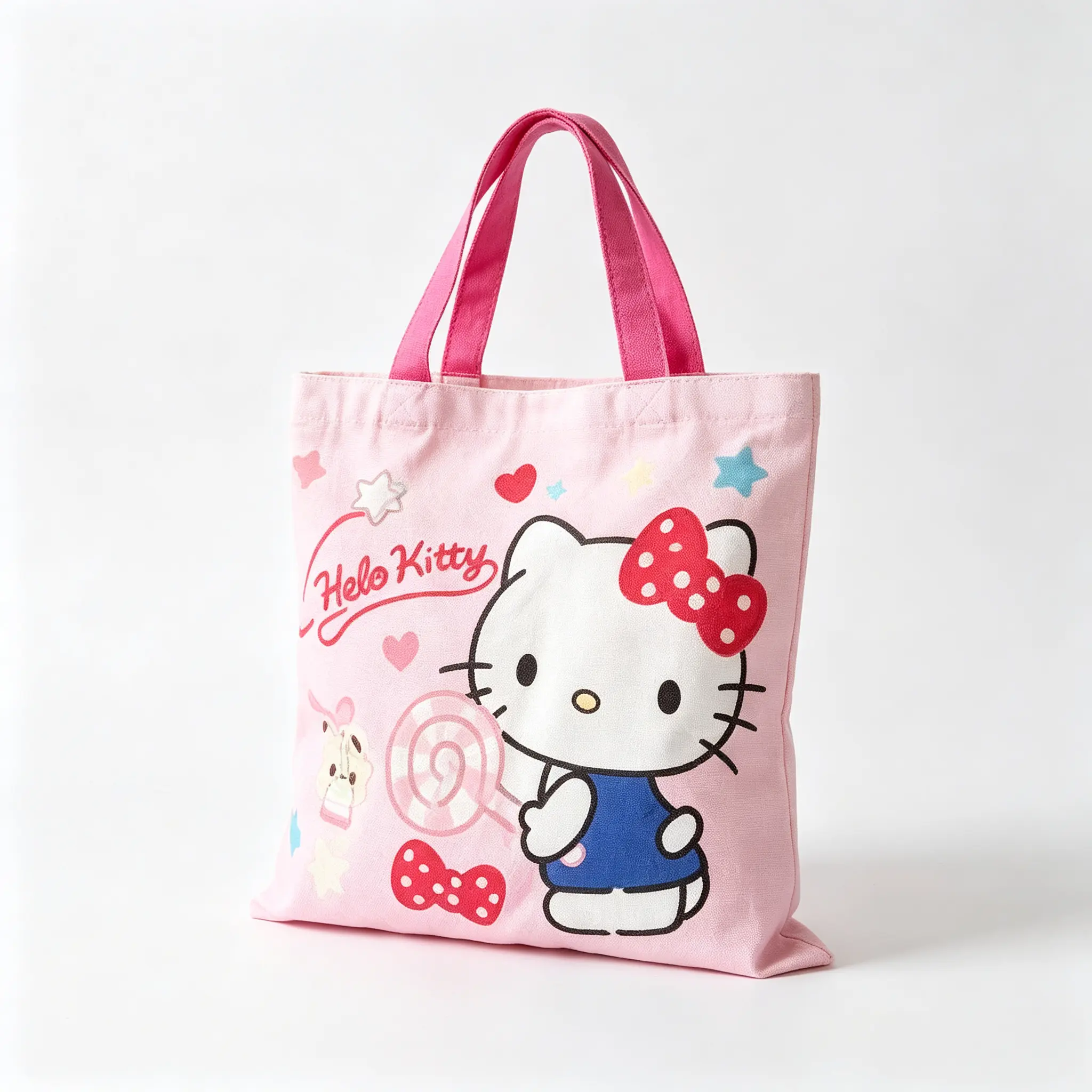 Sanrio Hello Kitty Canvas Tote Bag Lightweight Reusable Shopping Shoulder Bag Kawaii Daily Handbag for Girls & Women