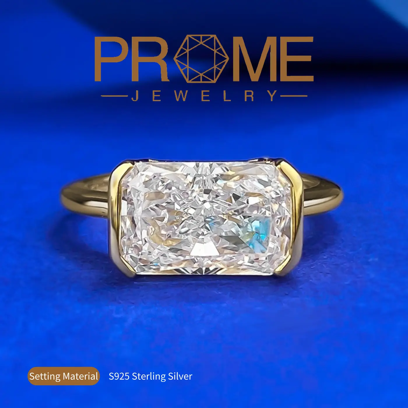 (SR050) S925 Sterling Silver Radiant Rectangle Rings (4ct) Ice Flower Radiance 5A Cubic Zirconia Engagement Rings  Stylish and Versatile , Elegant Charm, Perfect for Women’s Daily Wear and Gifts