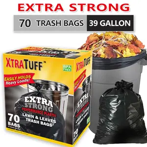 Xtratuff Trash Bags 39 Gallon Black Large Trash Bag Garbage Bags Heavy Duty 70 Count BPA FREE Strong Rubbish Bag