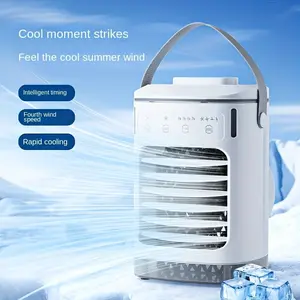 Portable Air Conditioner, 4-In-1 Mini Evaporative Air Cooler, 4 Wind Speeds, Intelligent Timer, Night Light, 600ML Water Tank, USB Powered, Multifunction Fan, Cooling Fan, Multifunctional Cooling Fan