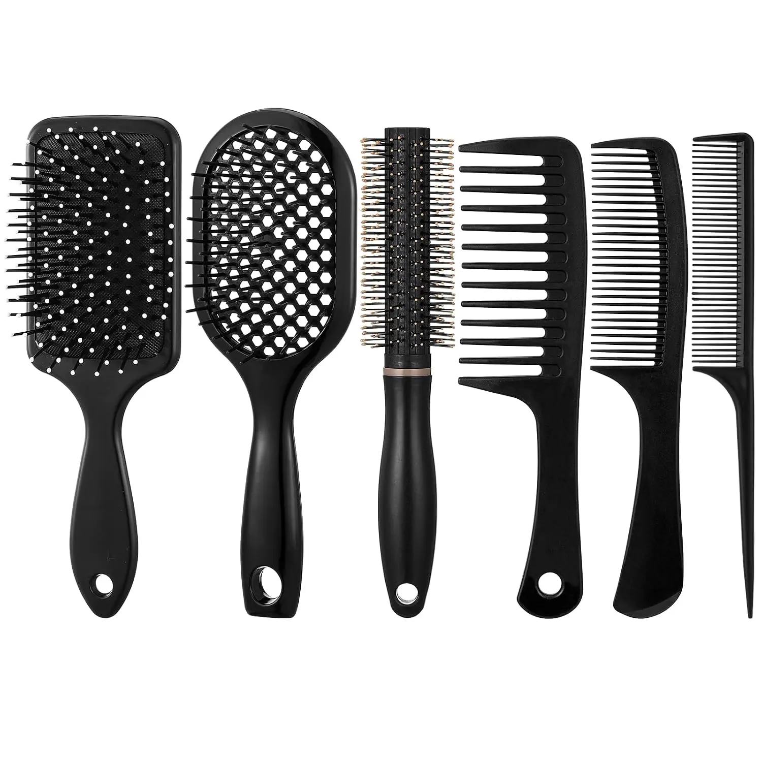 6Pcs Hair Brushes for Women Hair Comb Set Detangler Brush for Men and Women Wet Dry Curly Straight Hair