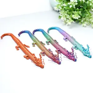 4pcs 3D printed dragon model toys, flexible joint animal doll statues, home and office desk decorations, holiday surprise gifts Ornaments