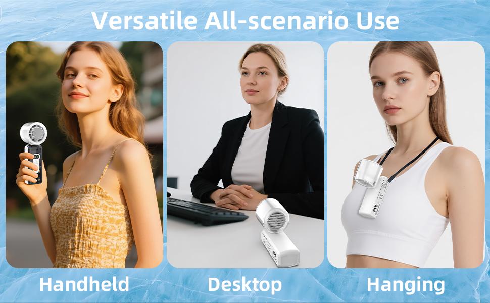 Portable Handheld Cooling Fan — 3600mAh High-Capacity Battery, 1–100 Level Stepless Adjustment, Built-in Cooling Compress Function and LED Emergency Light; Compact and Mini-Sized — Ideal for Home, Work, Travel, or Gifting.