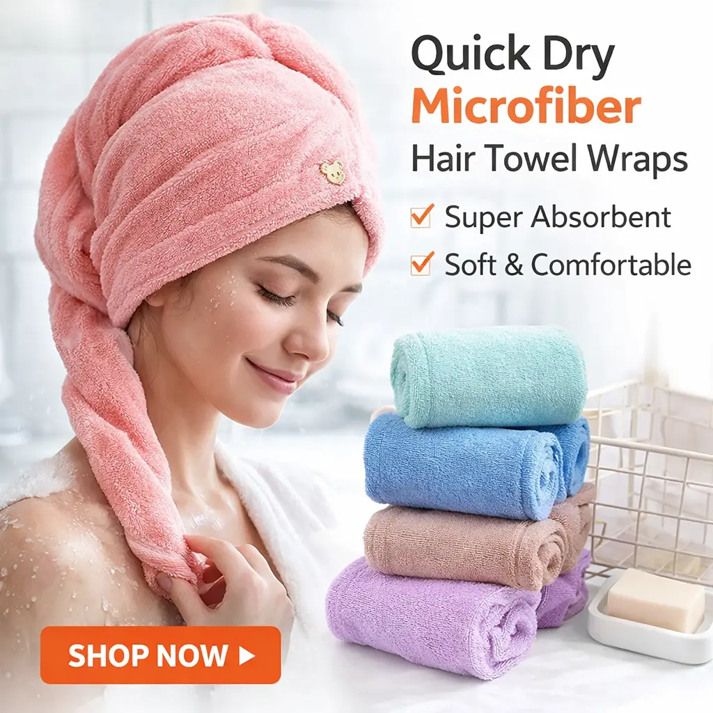 5 Pack Soft Absorbent Microfiber Hair Towel Wrap Turban (25x65 cm) - Water Absorbent, Less Damage, Anti-Frizz for Wet Curly Hair, Home Use - Specialty Kitchen Utensil Accessory