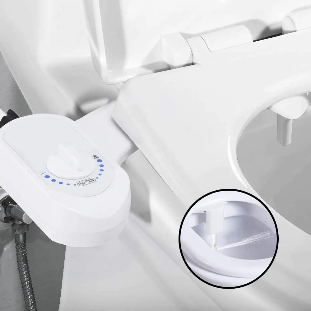 Deco Essentials Non-Electric ABS Toilet Seat Attachment, Single Nozzle, 150mm Width 435mm Length, DIY Fit for 15-16" Standard Toilets, Includes Bidet Kit & Parts, Diy In Minutes