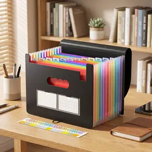 Accordion File Organizer 13 Pocket Expanding File Folder Portable A4 Document Holder for Bills Receipts Taxes Black