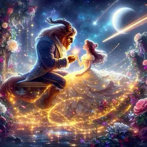 5D DIY Full Drill Round Diamond Painting - Diamond Painting Kit, Romantic Fairy Tale, Mosaic Canvas DIY Wall Art, Home Wall Decoration, Suitable for Halloween, Christmas, Birthdays, and Anniversary Gifts.