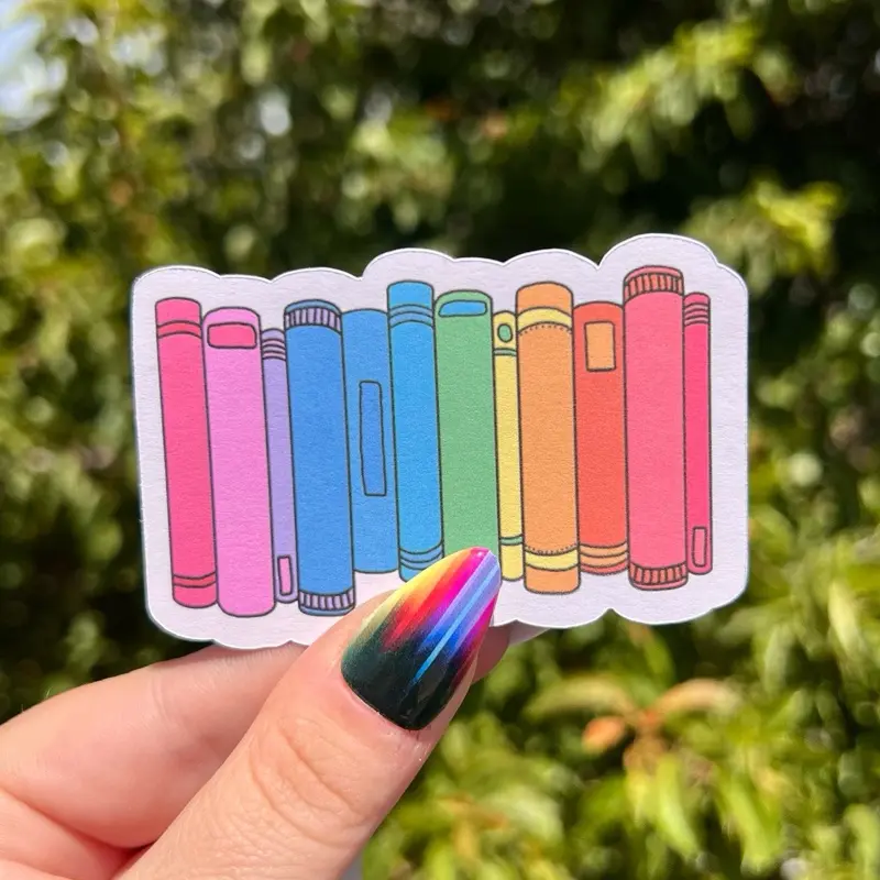 Pride Rainbow Book Stack Bookish Matte Sticker