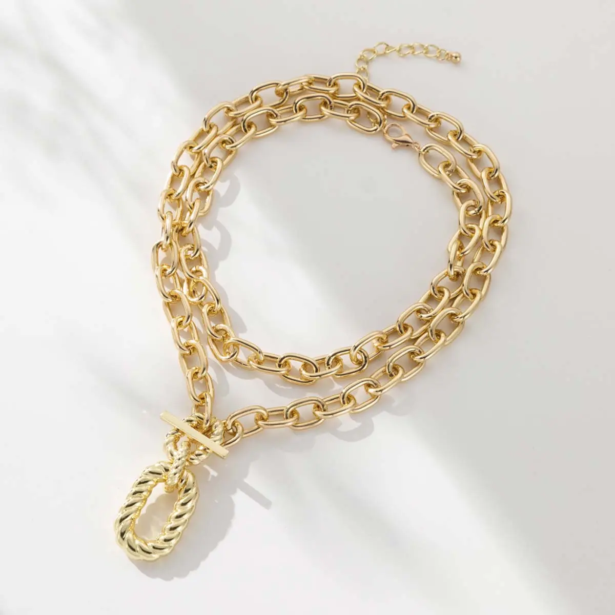 Women's Large Pendant Multi-Layer Cuban Link Chain, Adjustable Length Golden Clavicle Necklace, Gold Necklace for Women, Necklaces