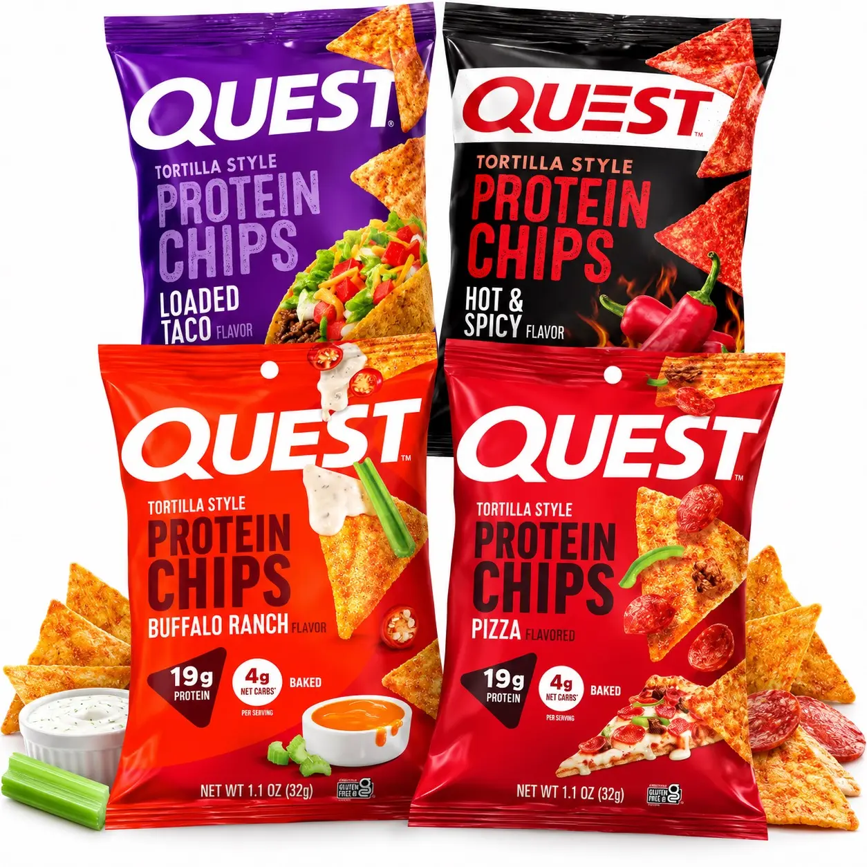 Quest Protein Chips, Snack Variety Pack (4 Bags) Quest Protein Chips, Snack Variety Pack (4 Bags)