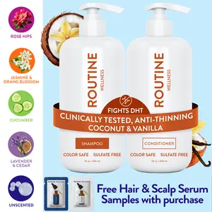 Routine Wellness Anti-Thinning 14oz Shampoo & Conditioner Set for Thinning Hair & Hair Loss - Sulfate-Free, Color-Safe, Biotin & Peptides, Nourishing Botanicals - Organic