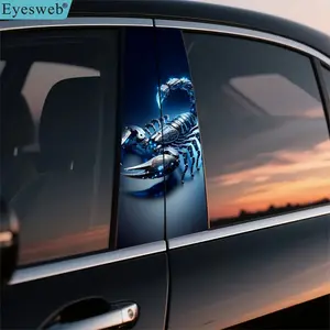 Set of 2 High-Quality Car Stickers, Automobile Decals, Mechanical Scorpion Door Pillar Stickers, Self-Adhesive Waterproof Vinyl Semi-Matte B-Pillar Protective Film, Suitable for B-Pillar Exterior Accessories - 2D Pattern
