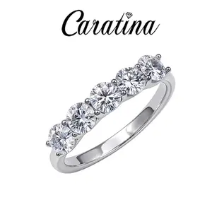 Moissanite Five-Stone Engagement Ring 1.5 CT / 2.5 CT Synthetic Moissanite Ring in S925 Sterling Silver Daily Jewelry Gift Perfect Birthday Engagement Wedding Anniversary Gift