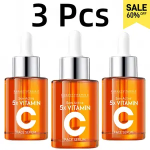 【BUY 1 GET 2 FREE】5X Vitamin C Face Serum, 5 in 1 Active VC+,Skincare for Brightening, Moisturizing, Pore Care-Hydration & Nourishing Facial Essence, Gift for Women (30ml) Dropper-New Year Gift