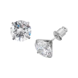 RED by KISS Silver Plated Cubic Zirconia Round Button Stud Earrings