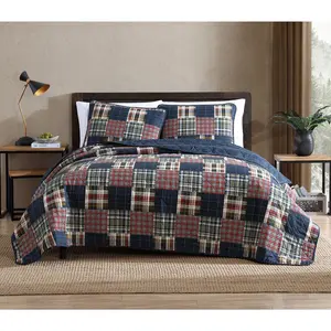 Eddie Bauer Madrona Plaid Navy Full/Queen QuiltSham Set