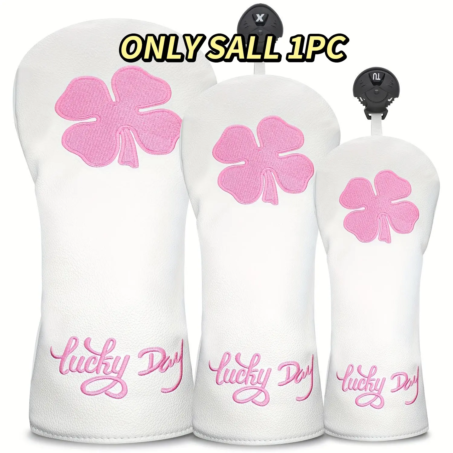 Clover Pattern Golf Head Cover, Durable Protective Case for 1-Wood, 3-Wood, 5-Wood, Ut Wood, Stylish Design, Golf Accessories, Golf Gear, Golf Clubs, Golf Supply, Golf Gift