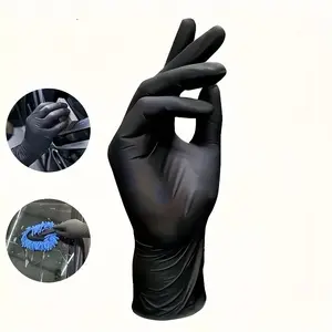 10/50/100-Piece Black Nitrile Disposable Gloves, Durable Household Cleaning Gloves, Latex-Free and Powder-Free, Suitable for Kitchen, Cleaning, Nail Art, Hairdressing and Tool Use, Available in S/M/L/XL Sizes (No Box)