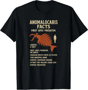 100% Cotton Anomalocaris Facts First Apex Predator Cambrian T-Shirt
