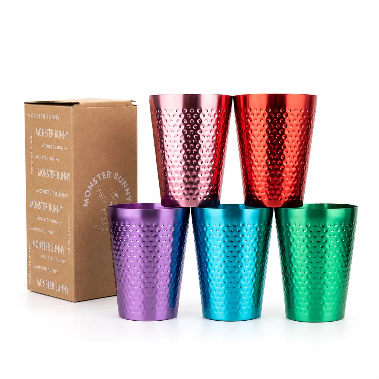 5 Pack Colorful Metal Drinking Cups, Hammered Reusable Tumblers, Stackable Lightweight Metal Cups for Water, Juice, Milk, Iced Tea & Cold Drinks, Shatter-Resistant Drinkware Set for Home, Kitchen, Picnic, Camping, Party & Travel