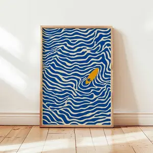 Artistic Paper Surfing Ocean Wave Poster - Coastal Beach Wall Art, Surfer Room Gift, Home Decor Prints for Summer Decoration