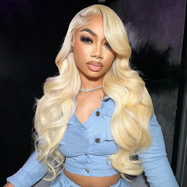 Dachic Hair Blonde Body Wave 13x6 Lace Front Wig 180% Density 40 Inch HD Transparent Lace Hot Red Natural Hairline Human Hair Wig 99J Burgundy Color Body Wave Wig 613 Pre Plucked Lace Frontal P4/27 Highlight Silky Straight Wigs For Women