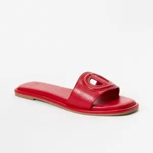 JUSTFAB Women's Summer Sandals, Fashion Slide Sandal  Casual Dressy Flat Slides Comfortable Round Toe Cutout Design