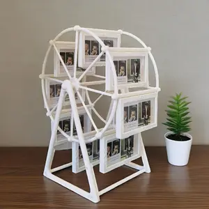 Retro rotating Ferris wheel photo frame, Picture frame, including 6 4-inch photo frames, excellent decoration for living room, bedroom, desk, and the perfect gift for Valentine's Day, birthday, and Christmas (the frame is made of ABS plastic)