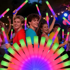 12pcs Foam Glow Sticks,Favors Supplies,3 Flashing Modes Glow In The Dark Supplies, Light Up Foam Sticks for Wendding Raves Camping