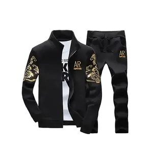 Men'S Stylish Geometric-Patterned Zip-Up Hoodie & Casual Pants Set - Casual Wear, Collared Neck, Pocket Detail, Regular Fit, Polyester Fabric, Casual Wear Hoodie|Geometric Pattern Hoodie|Polyester Hoodie