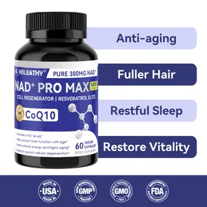 HIILEATHY NAD+ PRO MAX | 300mg Gentle Nutrient Fusion with NAD+, CoQ10 & Resveratrol | Made in United States