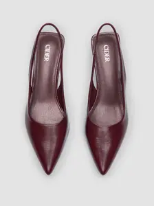 Metallic Pointed Toe Slingback Kitten Heels