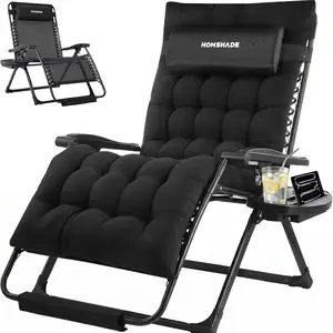[High Quality] Zero Gravity Chair, Reclining Camping Lounge Chair, 33In Oversized Zero Gravity Lounge Chair, Reclining Patio Chairs with Cup Holder Trays and Removable Cushion, Folding Recliner for Indoor and Outdoor, leaning chair, tanning chair