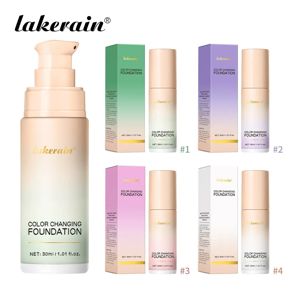 1 Piece Color Changing Foundation with Centella Asiatica, Natural Liquid Foundation Cream, Color Correcting for Dullness & Even Skin Tone, Lightweight Hydrating Makeup, Buildable Natural Coverage, Flawless Radiant Finish