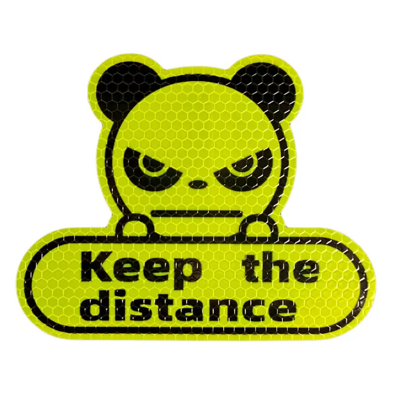 4x4 in Strong Reflective Green Panda Car Sticker - Automotive Exterior Accessory for Any Car, High-Vis Low Light Aid with Visibility Boost, Keep Distance Safety Sign, Easy Peel-Off No Residue Auto Decal