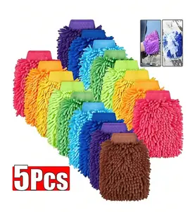 1/3/5pcs Chenille Coral Fleece Gloves, Car Washing Towel, Squeegee, Car Cleaning Accessories